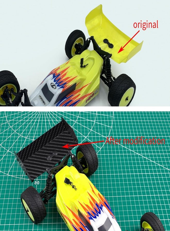 RCHUBAM 1/16 RC Rear Wing Spoiler Carbon Fiber RC Tail Wing Compatible with Losi Mini-B 1/16 RC Off Road RC Truck Upgrade Parts - Image 5